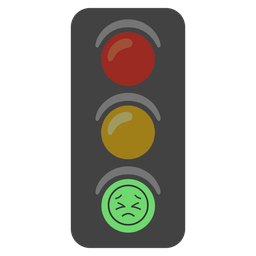 vertical traffic light and persevering face