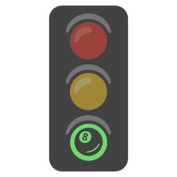 vertical traffic light and pool 8 ball