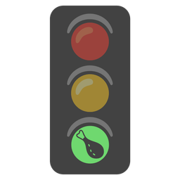 vertical traffic light and poultry leg