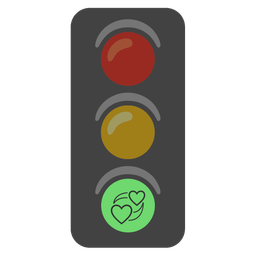 vertical traffic light and revolving hearts