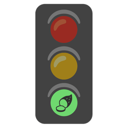 vertical traffic light and roasted sweet potato