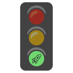 vertical traffic light and rocket
