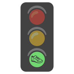 vertical traffic light and running shoe