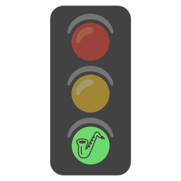 vertical traffic light and saxophone