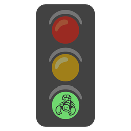 vertical traffic light and scorpion