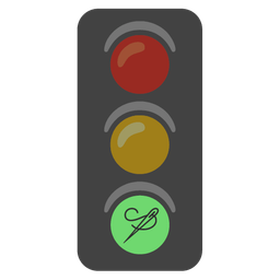 vertical traffic light and sewing needle