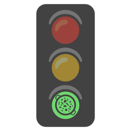 vertical traffic light and shallow pan of food