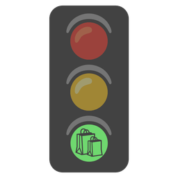 vertical traffic light and shopping bags