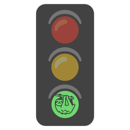 vertical traffic light and sloth