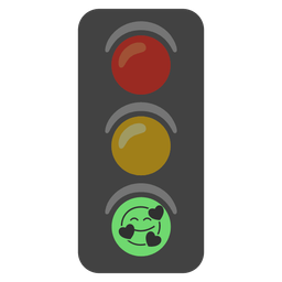 Vertical traffic light and Smiling face with hearts