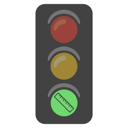 vertical traffic light and straight ruler