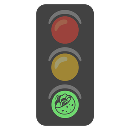 vertical traffic light and stuffed flatbread
