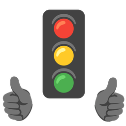 vertical traffic light and thumbs up
