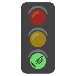 vertical traffic light and trumpet