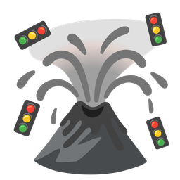 vertical traffic light and volcano