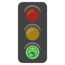 vertical traffic light and yawning face