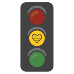 vertical traffic light and yellow heart