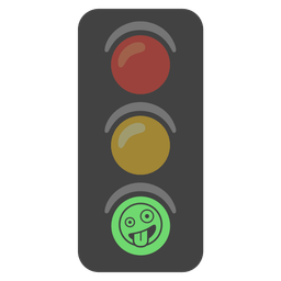 Vertical traffic light and Zany face