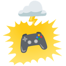 video game and cloud with lightning