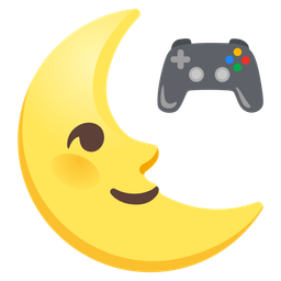 video game and last quarter moon face