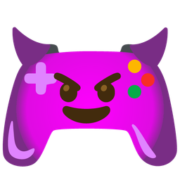 video game and smiling face with horns