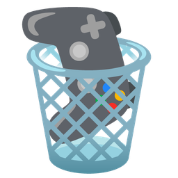 video game and wastebasket