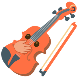 Violin and Face with open eyes and hand over mouth