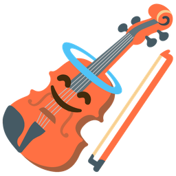 Violin and Smiling face with halo