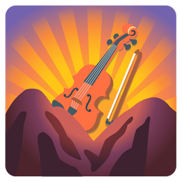Violin and Sunrise over mountains