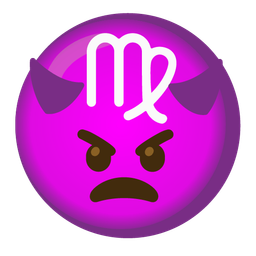Virgo and angry face with horns