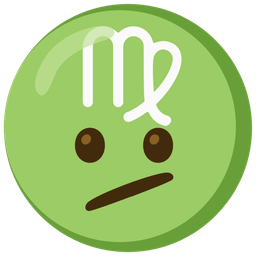 Virgo and face with diagonal mouth