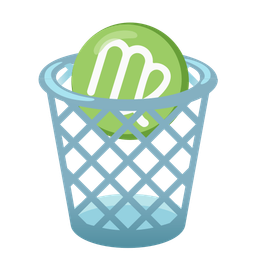 Virgo and wastebasket