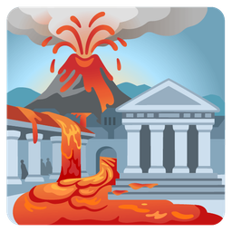 Volcano and Classical building