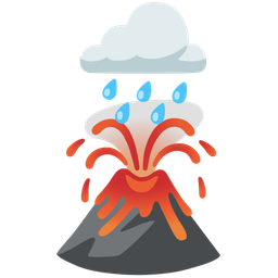 Volcano and Cloud with rain