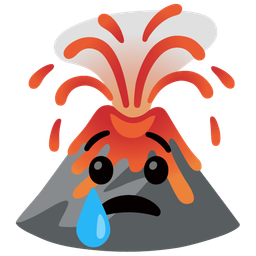 Volcano and Crying face