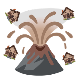 Volcano and Derelict house