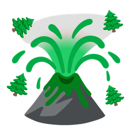 Volcano and Evergreen tree