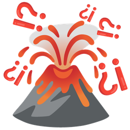 Volcano and Exclamation question mark