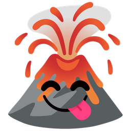 Volcano and Face savoring food