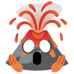 Volcano and Face screaming in fear