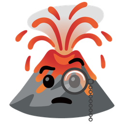 Volcano and Face with monocle