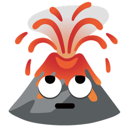 Volcano and Face with rolling eyes