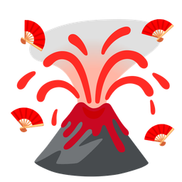 Volcano and Folding hand fan