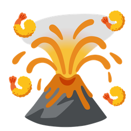 Volcano and Fried shrimp