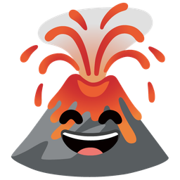 Volcano and Grinning face with smiling eyes