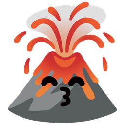 Volcano and Kissing face with smiling eyes