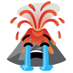 Volcano and Loudly crying face