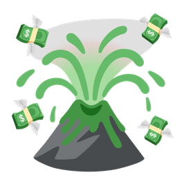 Volcano and Money with wings