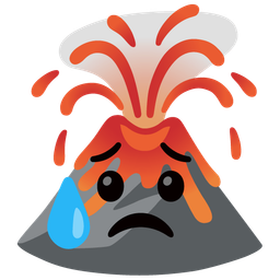 Volcano and Sad but relieved face