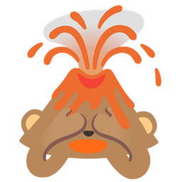 Volcano and See-no-evil monkey